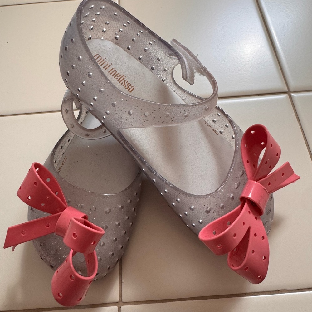 Mini Melissa Pink and Gray Dress Shoes with Bow